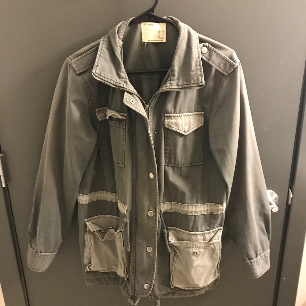 Military green utility jacket